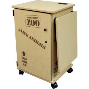 Mobile cabinet with door lock, and storage area. Educational furniture.