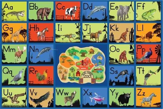 3d alphabet animal classroom rug