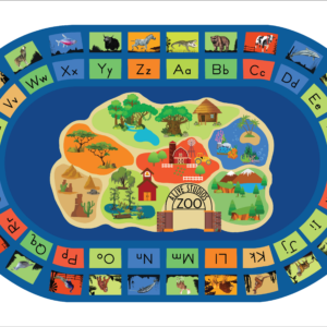 classroom rug with 3D zoo animals