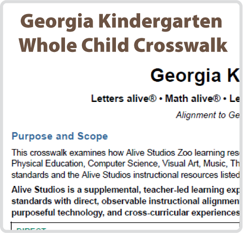 Aligned Georgia Kindergarten Standards