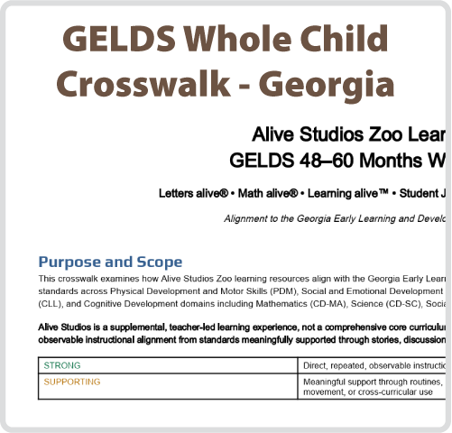Aligned with GELDS Georgia Pre-K